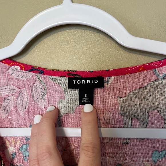 Torrid MIDI Rayon Slub Button Front Tie Dress - Picture 6 of 9